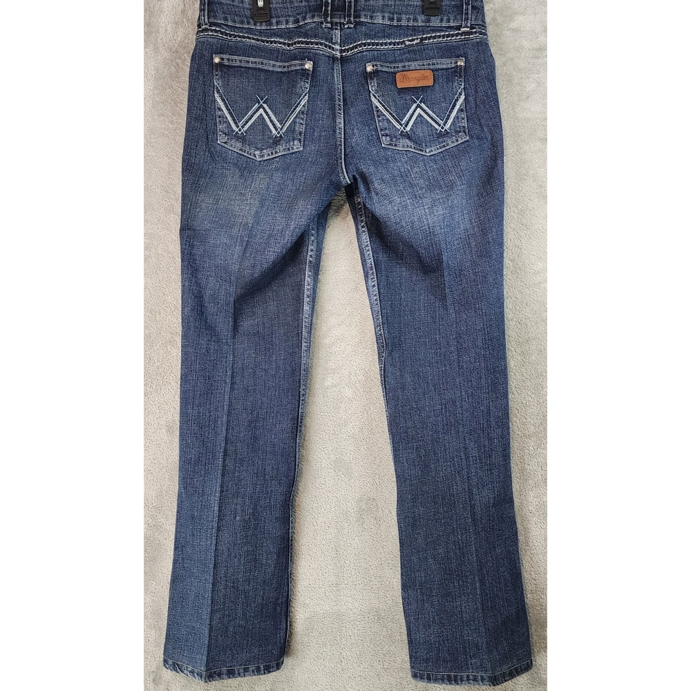 Wrangler Bootcut Jeans Womens Size 15 x 34 Blue Dark Wash Stretch Denim Western